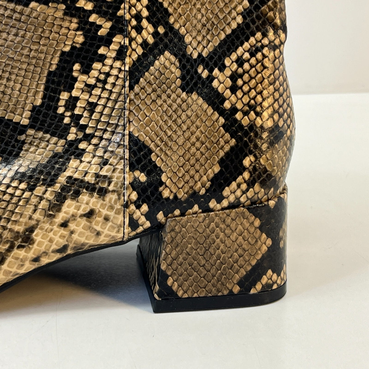 M&S Ladies Vegan Faux Snakeskin Square Toe Ankle Chelsea Boots Brown UK 6 EU39.5