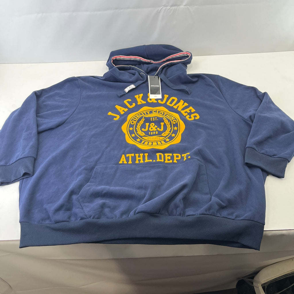 Jack & Jones Navy Logo Pullover Hooded Hoodie with Pockets Men's size 8XL