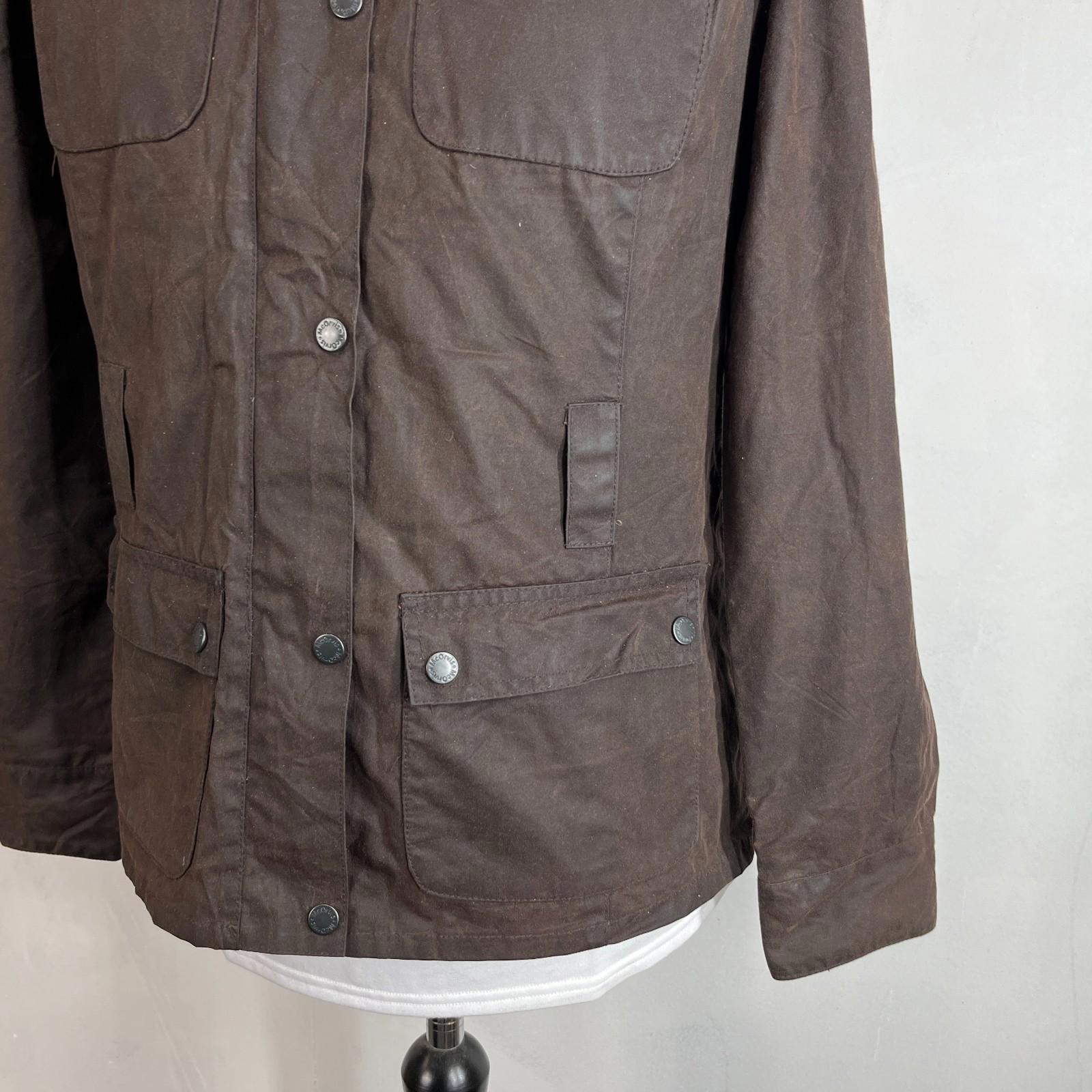 Mc Orvis Wax Jacket Women's size S Brown Country Coat with Corduroy Collar