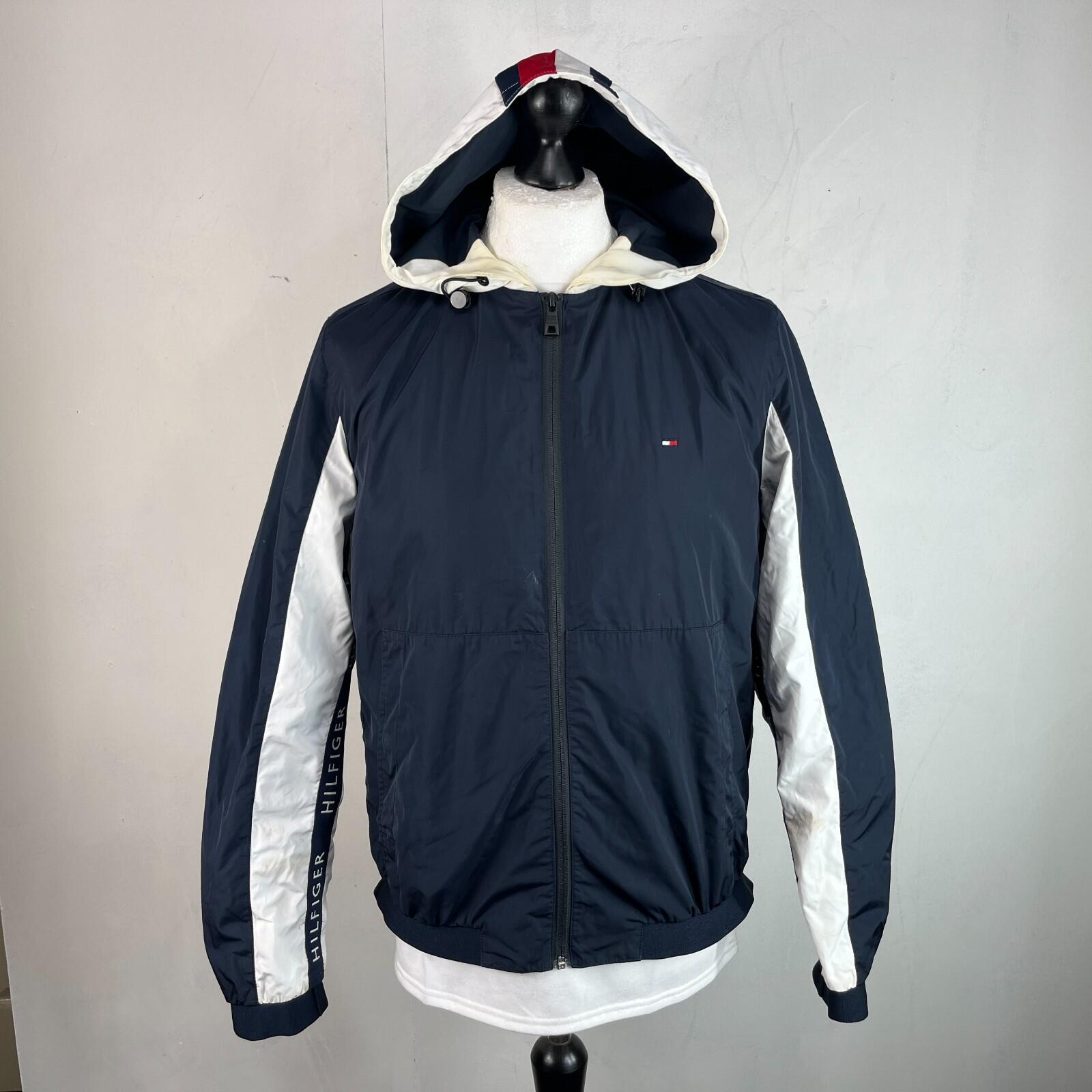 Tommy Hilfiger Waterproof Windproof Hooded Jacket Windbreaker size S Black/White