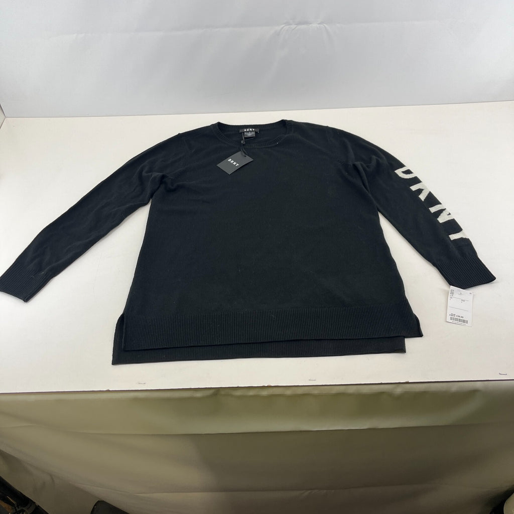 DKNY Women's Tight Knit Jumper Sweater size Large in Black with Spellout
