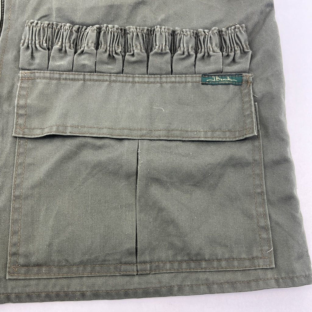 Vintage J Beraha Olive Green Shooting Vest Waistcoat size Large Made in France
