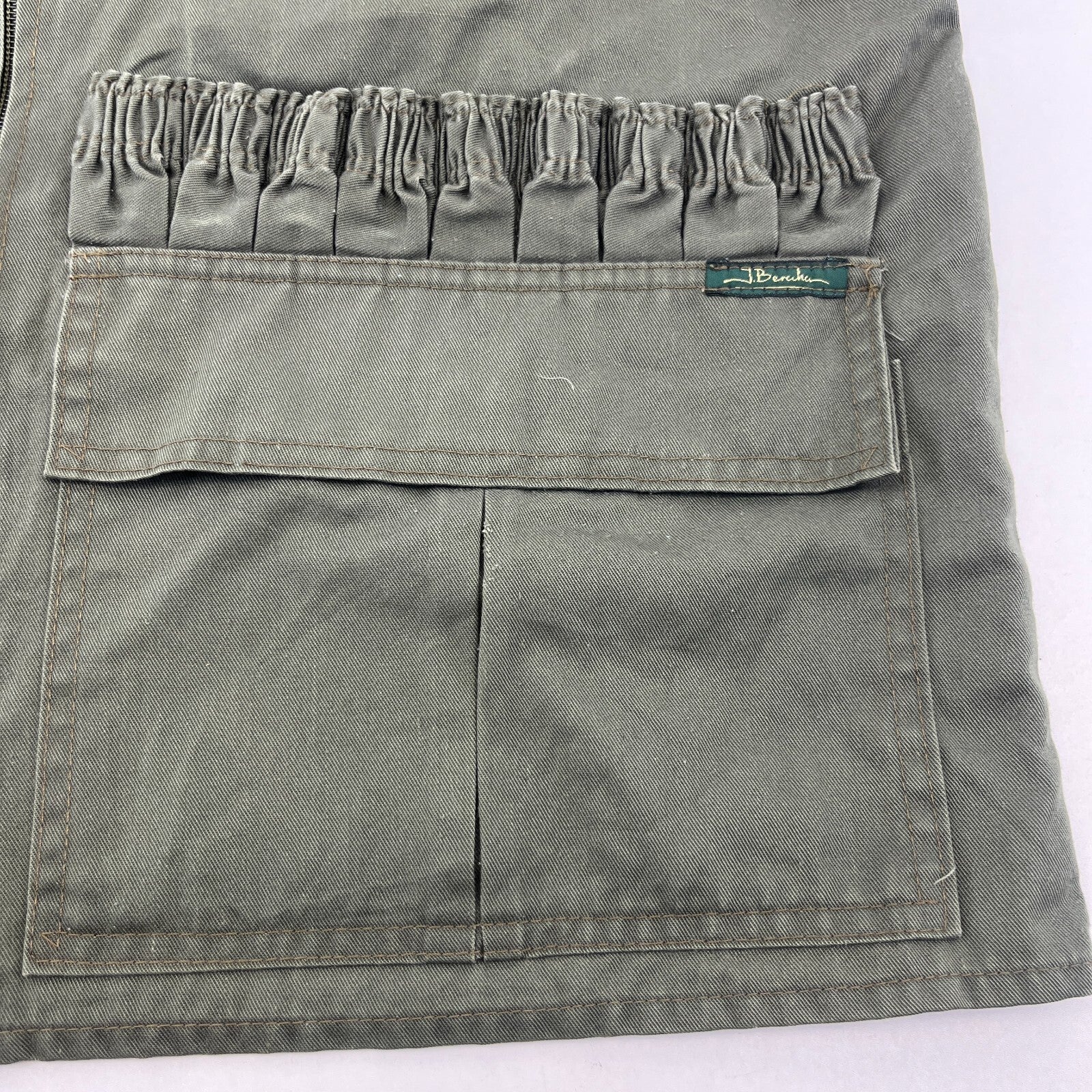 Vintage J Beraha Olive Green Shooting Vest Waistcoat size Large Made in France