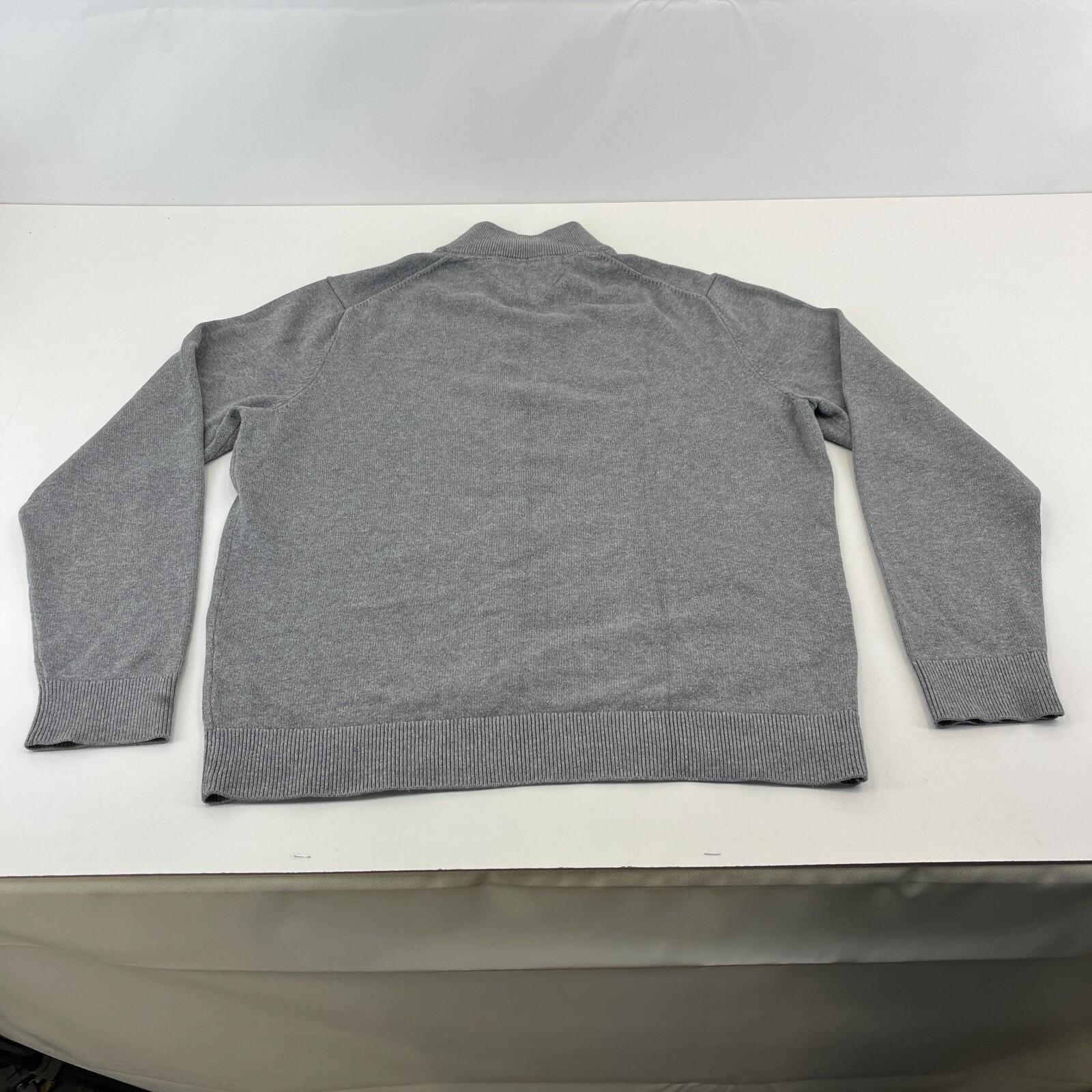 Tommy Hilfiger Mens 1/4 Zip Jumper Sweater XL Grey Funnel Neck
