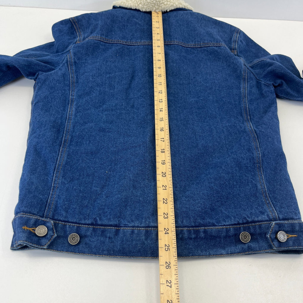 Blakely Mens Blue Denim Jacket Sherpa Fleece Lined Trucker size Medium