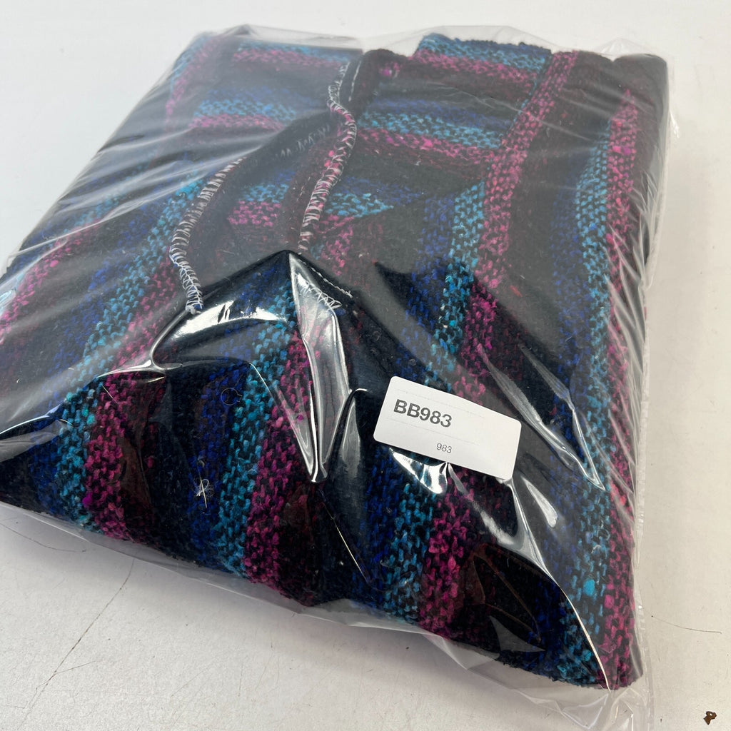 Genuine Mexican Baja Hoodie Pullover Hippie Festival Pink/Black Stripe UK size L