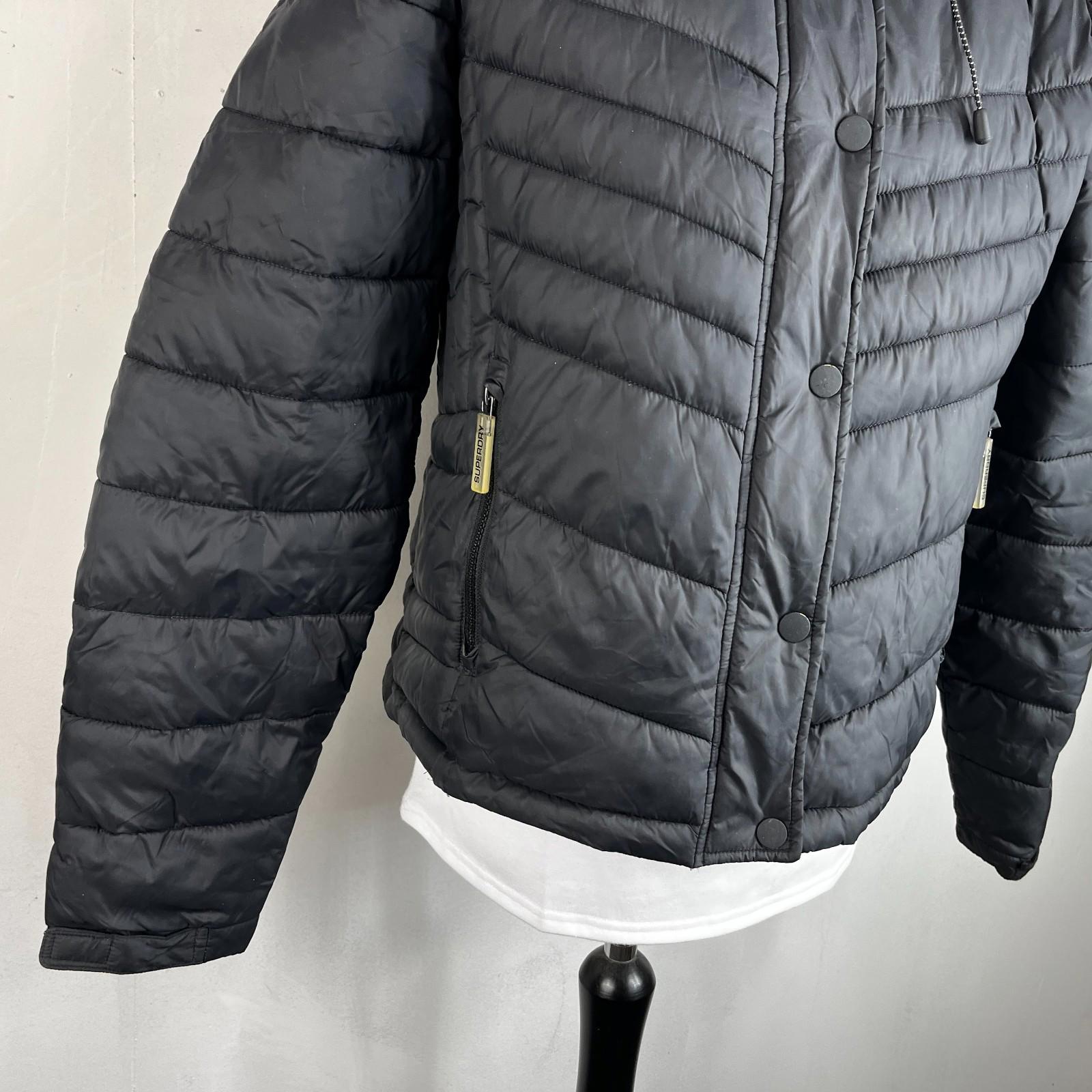 Superdry Original Fuji Puffer Jacket Women's Black Hooded UK size 18