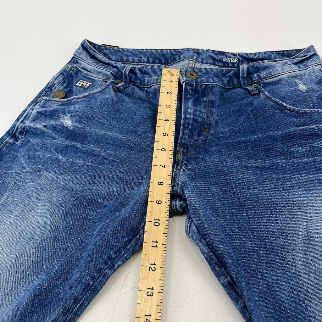 G Star Raw Originals Jeans Mens W32" L32" Blue Tapered Twisted Zip Fly Denim
