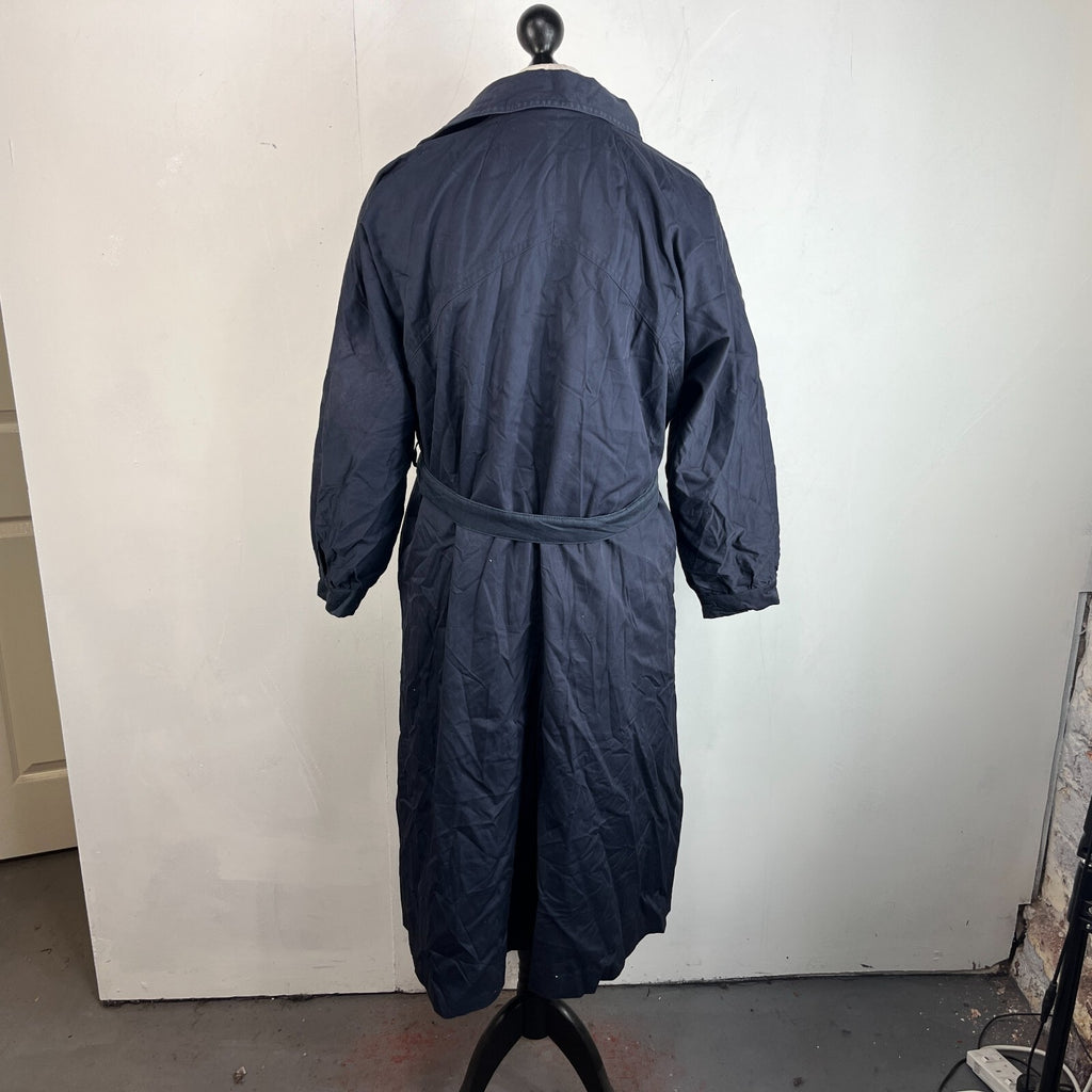 Vintage C&A Women's Lined Trench Coat with Belt Navy Blue size 46