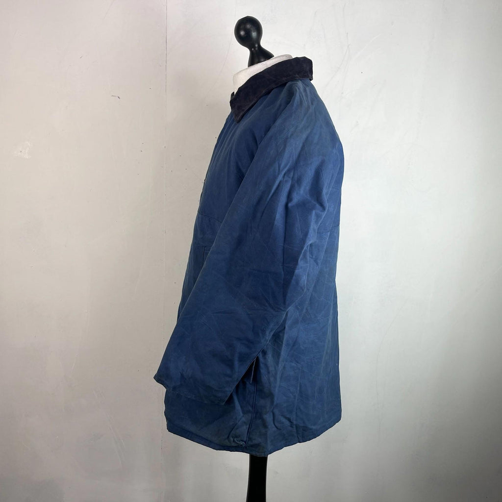 Portman Wax Jacket in Blue  Corduroy Collar size Small
