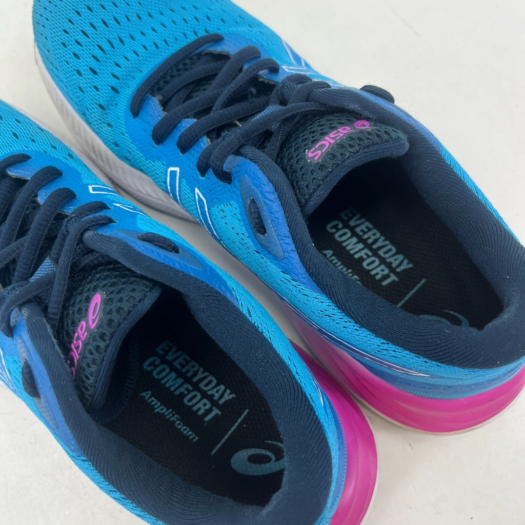 Asics el Excite 8 Running Trainers Blue White Pink Womens Shoes size UK 6.5