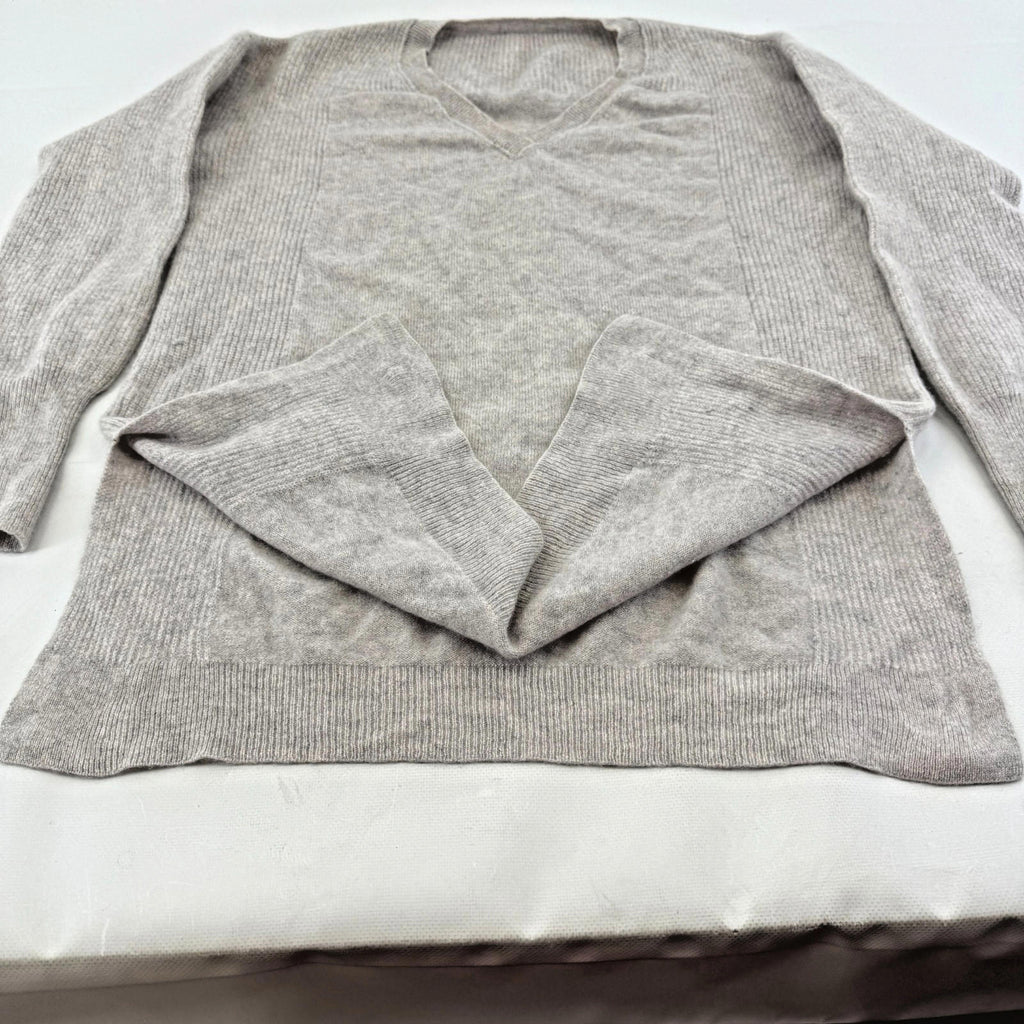 Wrap 100% Cashmere V Neck Jumper Long Sleeve Grey UK size 10 Relaxed Fit