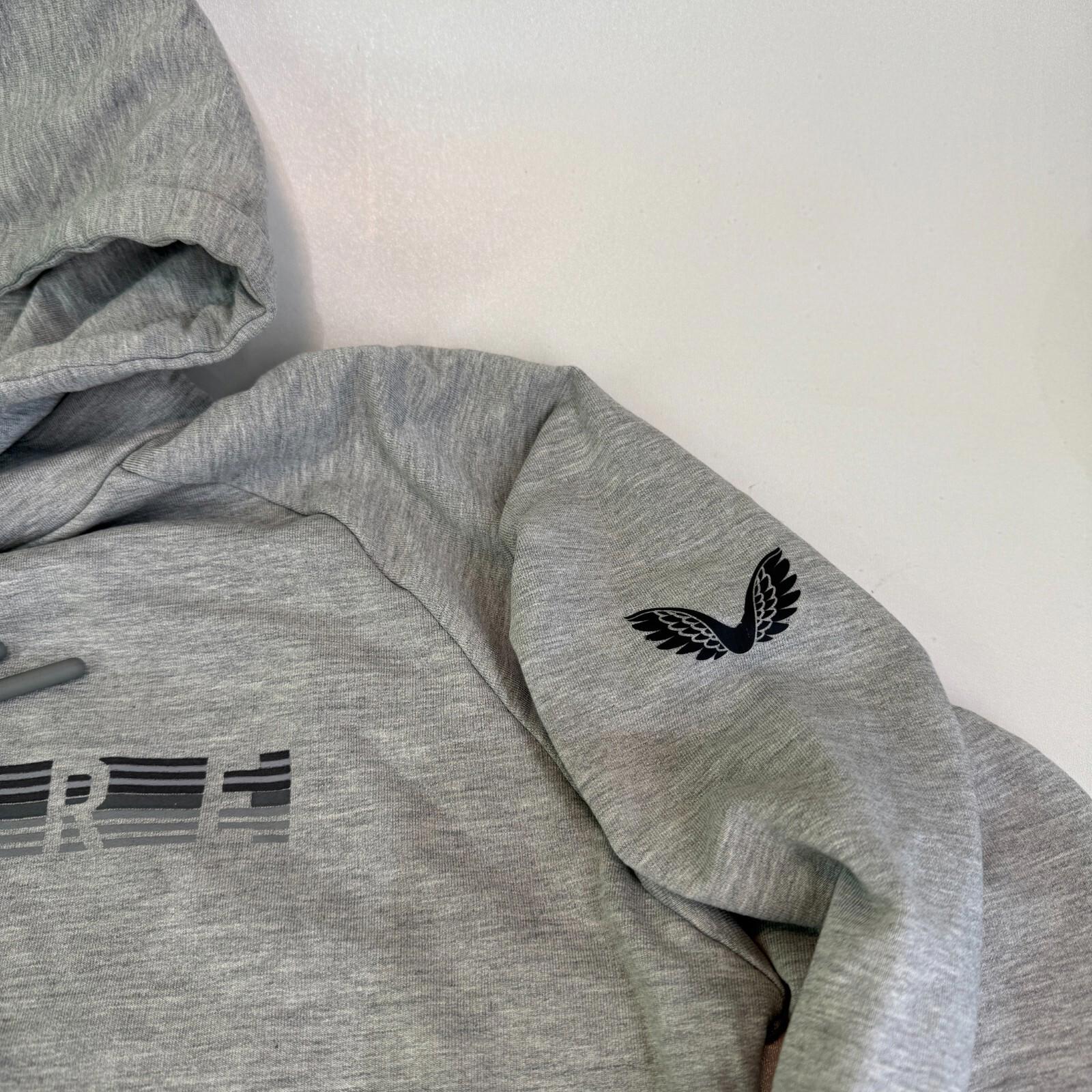 Castore Graphic Spellout Hoodie with Sleeve Logo Grey size Small - VGC