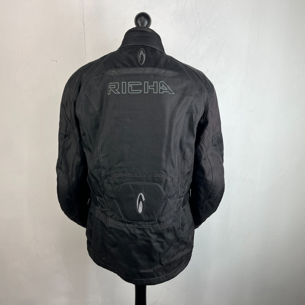 Richa Black Touring Motorcycle Jacket Zip-up Armour & Liner size Large