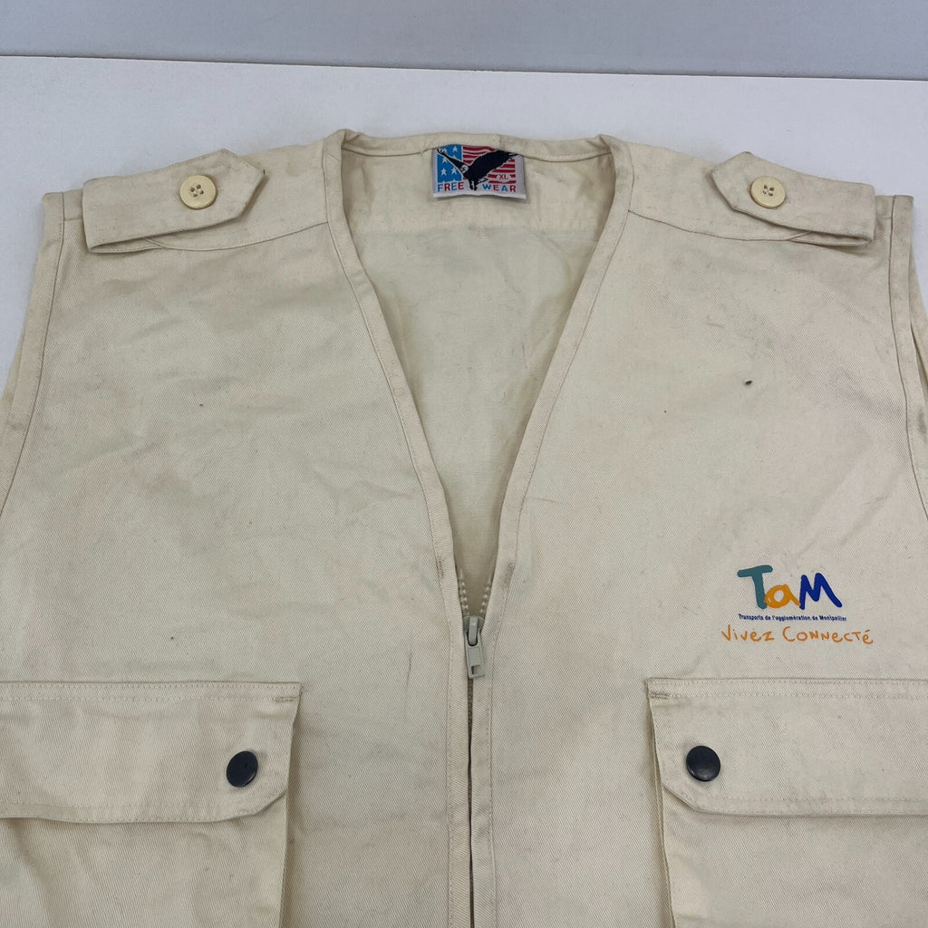 Free Wear Men's Fishing Vest Gilet Cream Light Beige size XL