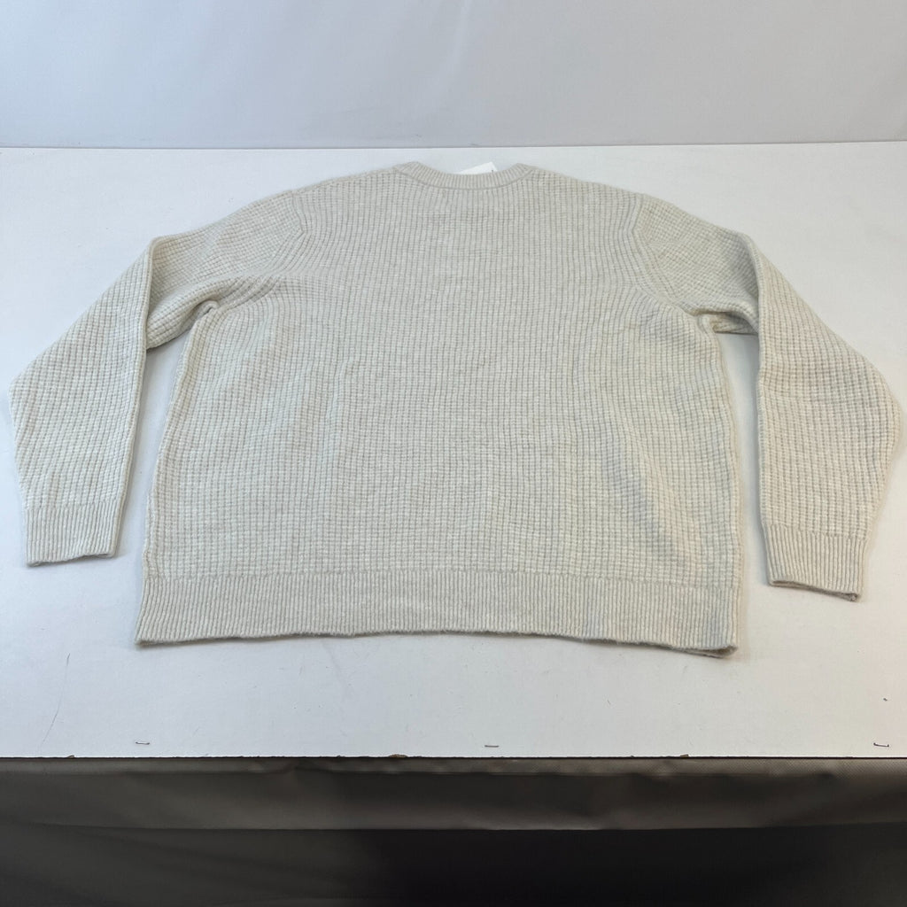 M&S Men's Wool Blend Waffle Knit Soft Crew Neck Jumper Off White Ecru 2XL New