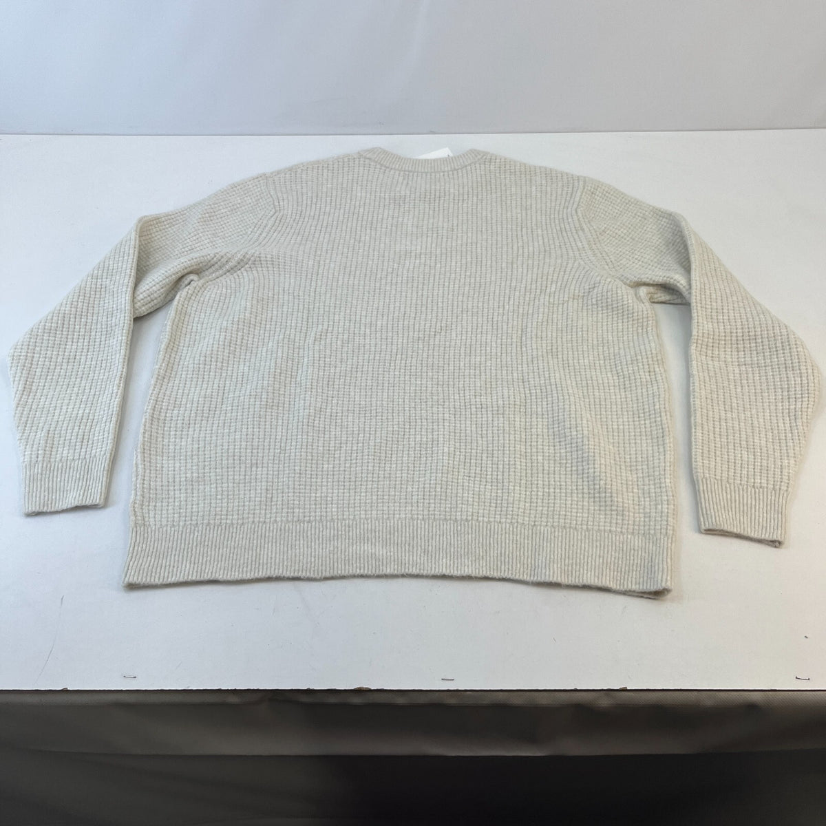 M&S Men's Wool Blend Waffle Knit Soft Crew Neck Jumper Off White Ecru 2XL New