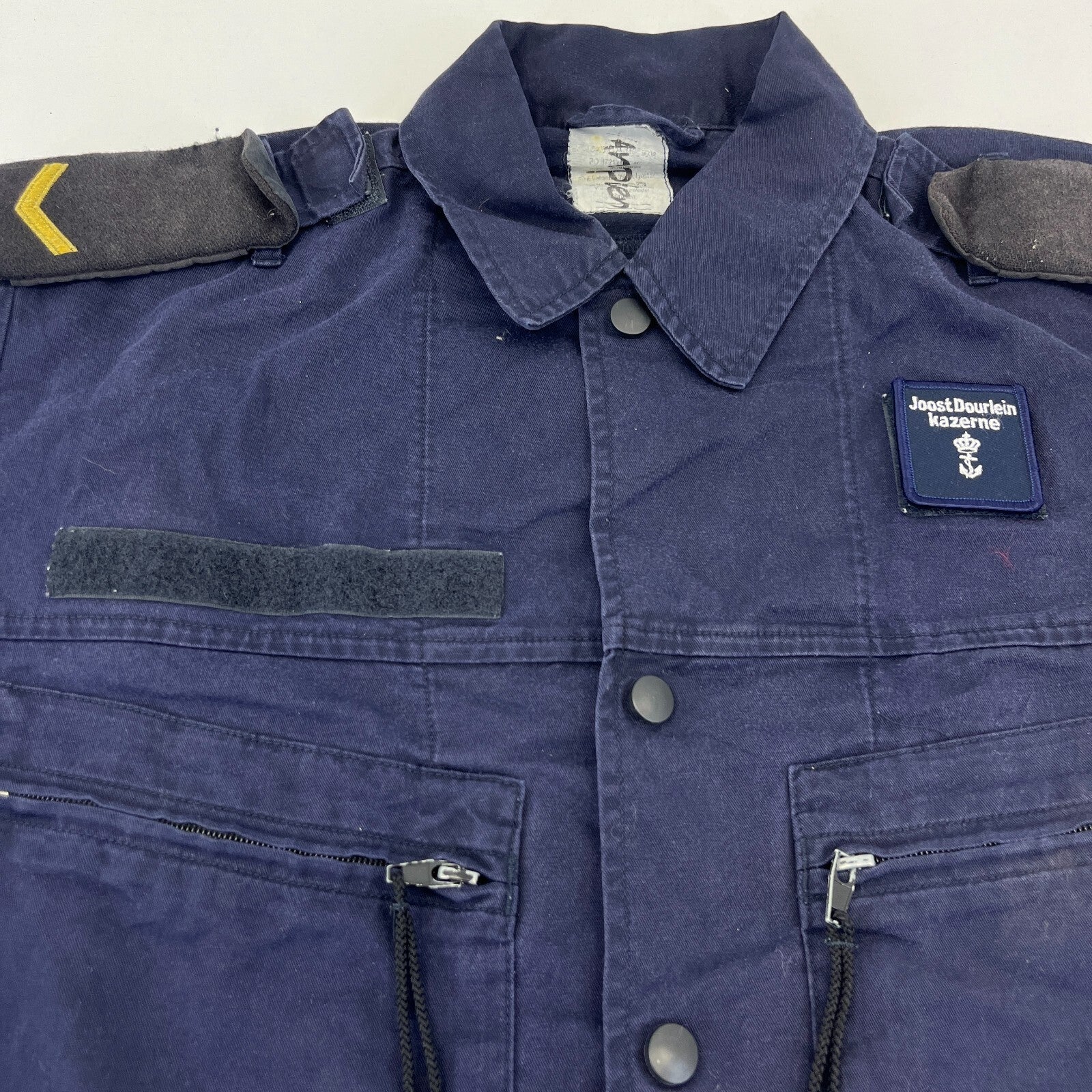 Vintage Dutch Navy Chore Jacket Blue Field Coat 80s size Large