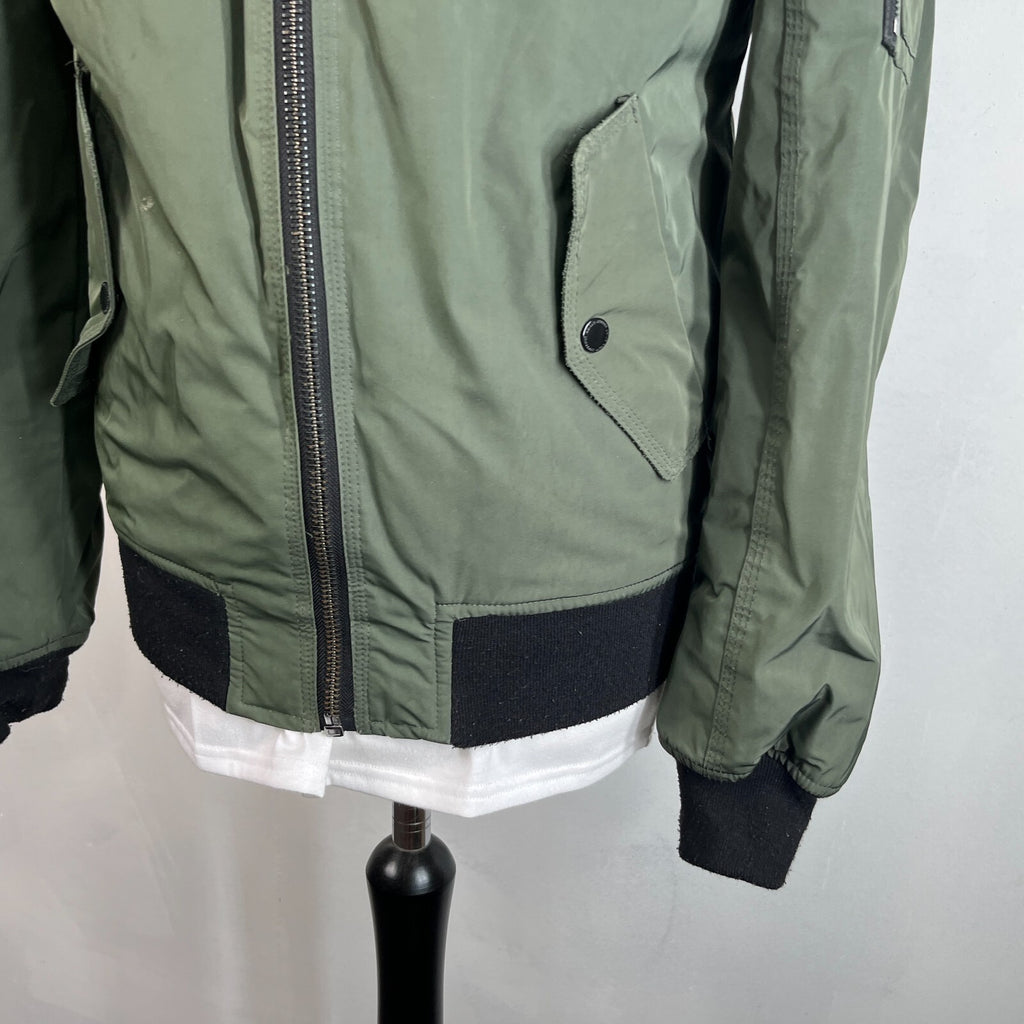 SuperDry 23rd Squadron Aviator Bomber Jacket Dark Green w/ Sherpa Collar size L
