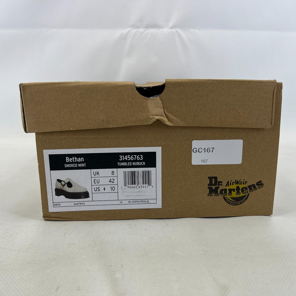 Dr. Martens Bethan Nubuck Leather Platform Mary Jane Shoes UK 8 EU42 Mint Green