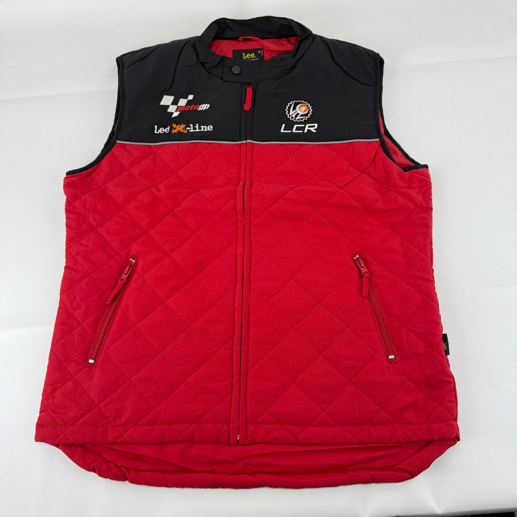 LEE MotoGP Bodywarmer Quilted Gilet with Embroidered Logos size S in Black/Red