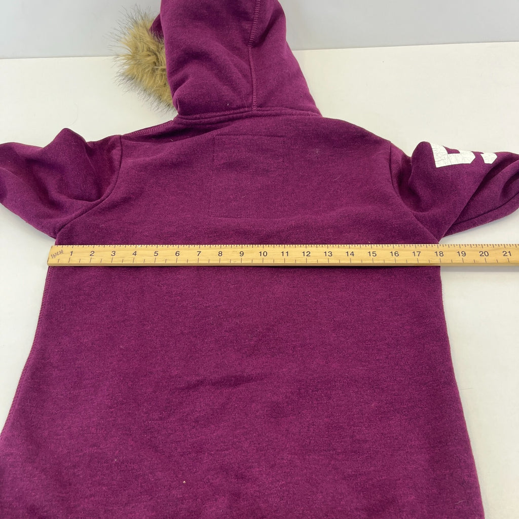 Superdry Women's Full Zip Hoodie with Sherpa Fur Fringe Hood Purple size Medium