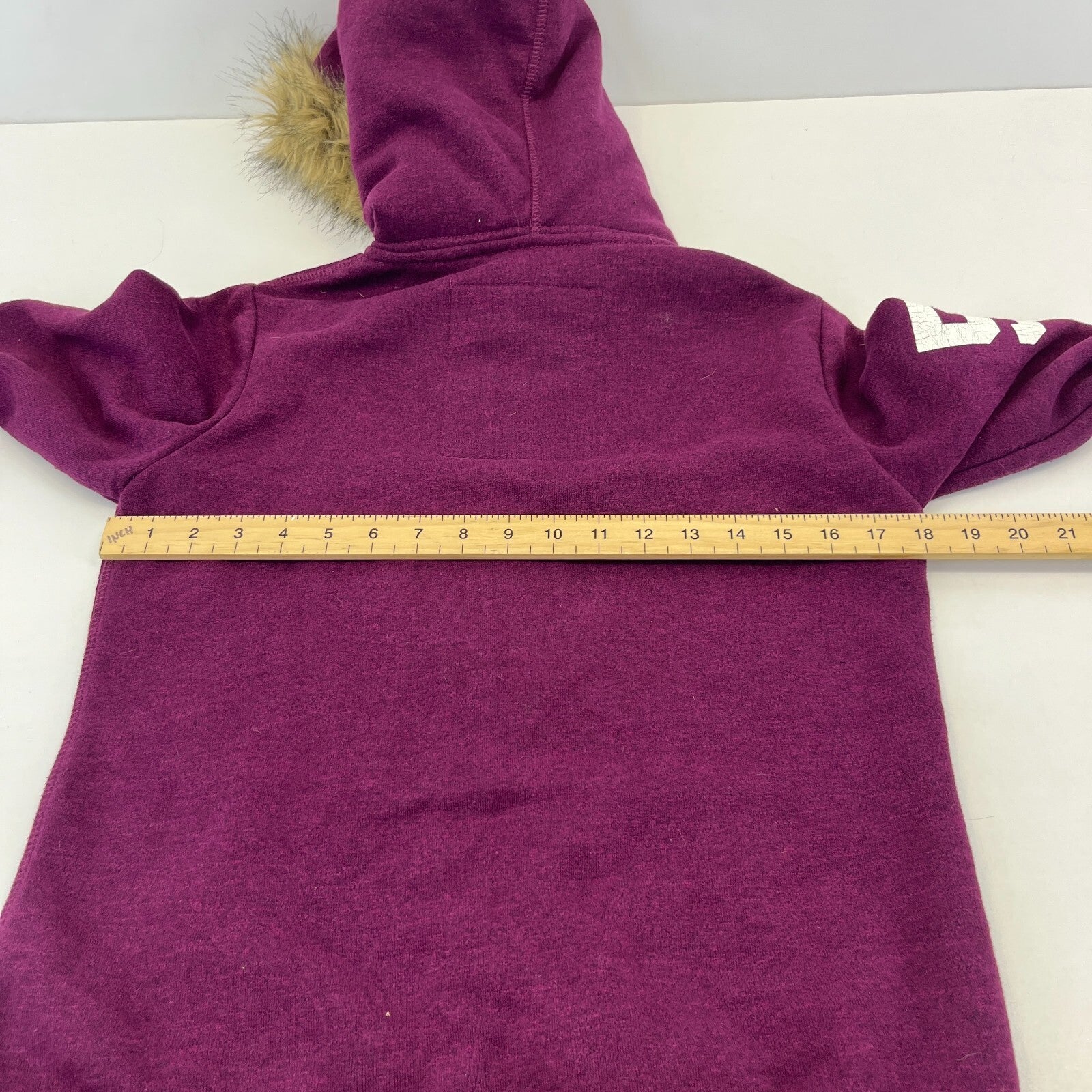 Superdry Women's Full Zip Hoodie with Sherpa Fur Fringe Hood Purple size Medium