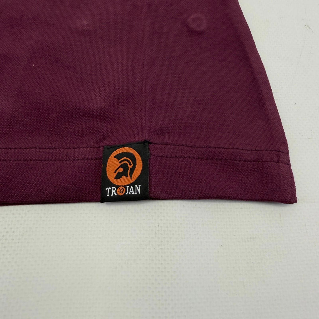 Trojan Records Women's Short Sleeve Polo Shirt in Burgundy Maroon Red size 8