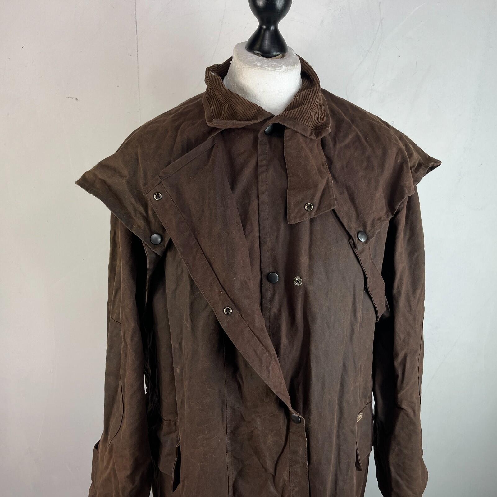 Life Line Cotton Wax Stockmans Riding Coat Jacket in Brown size Large