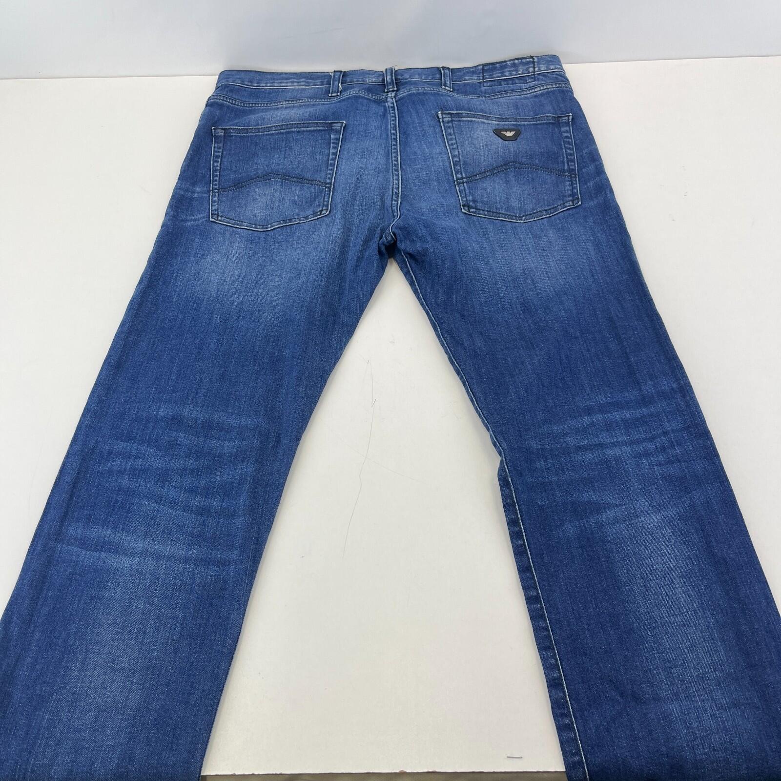 Armani Men's Jeans in Blue Denim W38" L31" Slim Fit Straight Leg