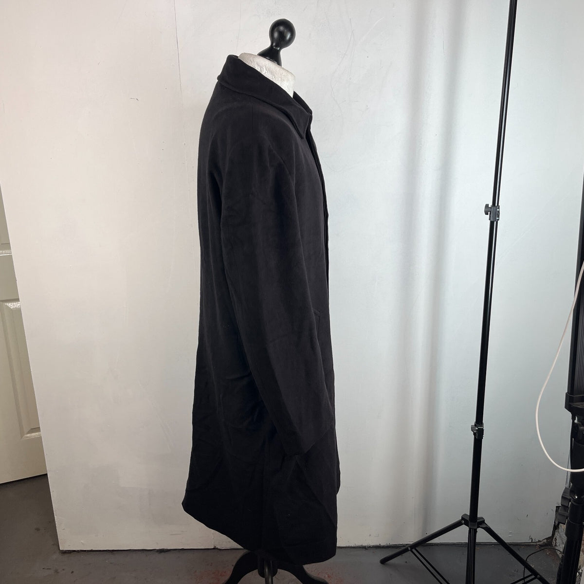 Marco Ricci Black Cashmere & Wool Overcoat Single Breast Made in Italy EU 52 (L)