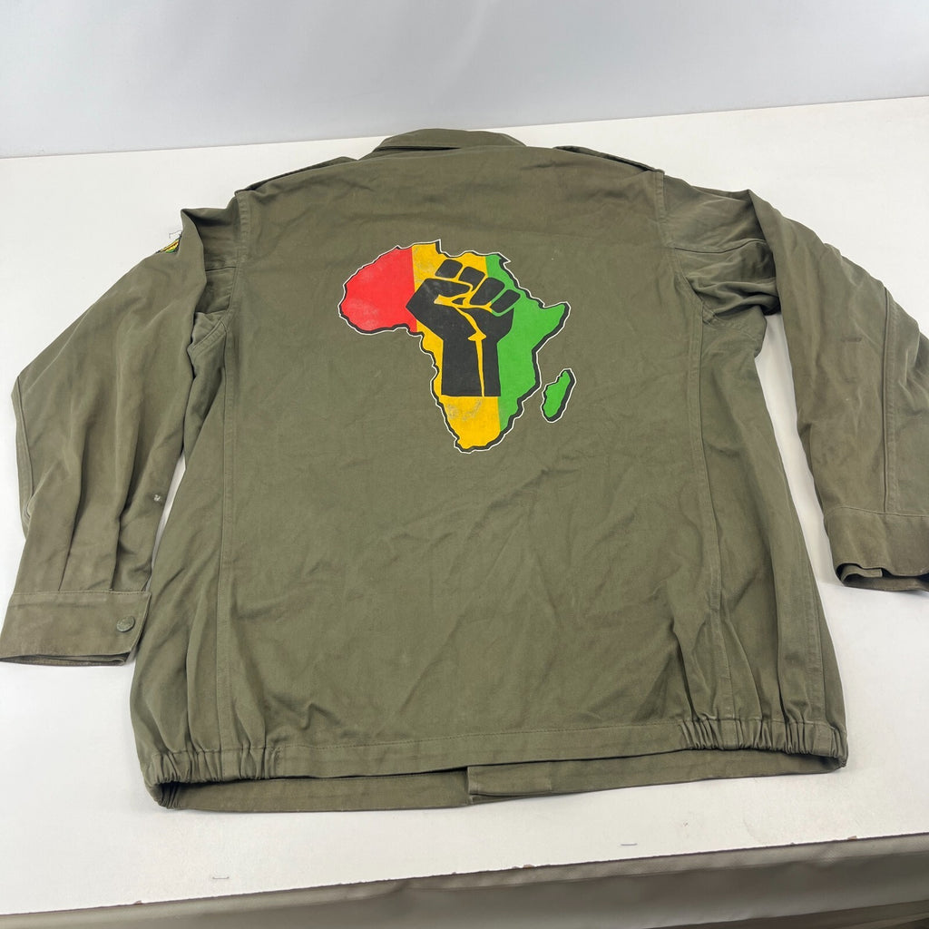 Custom Vintage French Army Jacket Rasta Rastafari Jah Smock size L (112M)