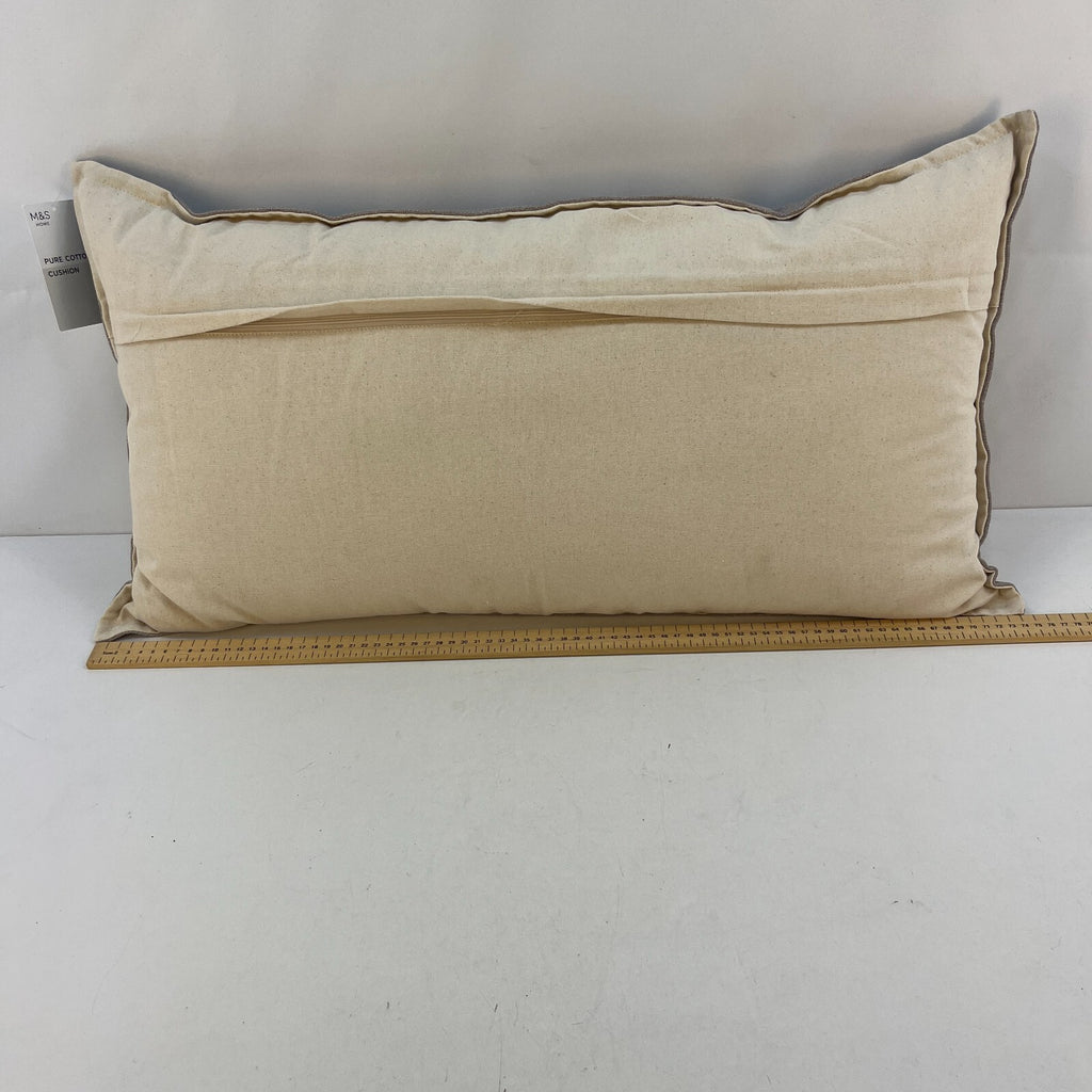 M&S Rectangular Bolster Cushion Mottled Grey & Cream Zip Close 74cm x 41cm - New