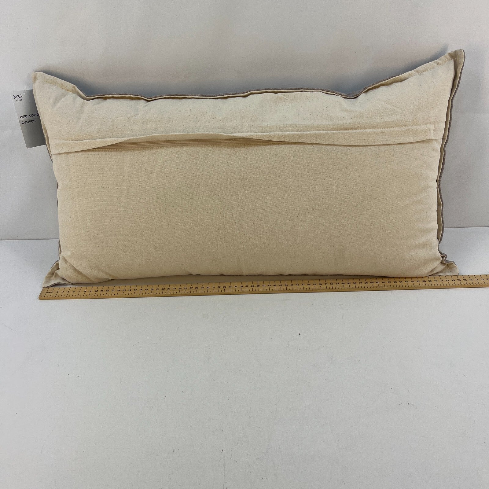 M&S Rectangular Bolster Cushion Mottled Grey & Cream Zip Close 74cm x 41cm - New