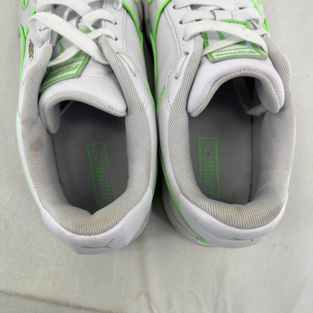 Puma Women's White Trainers with Fluoro Green Piping UK size 7 EUR size 40.5