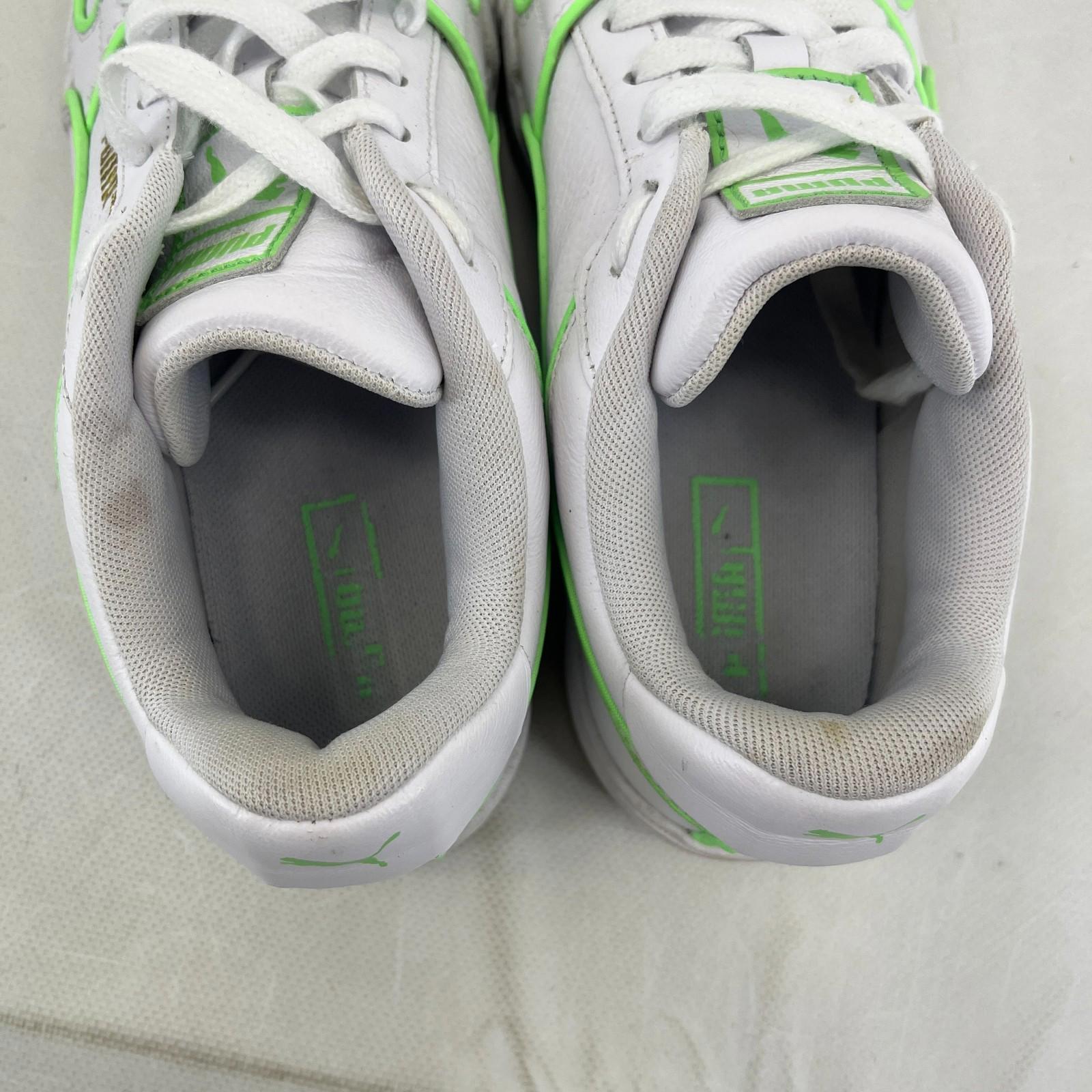 Puma Women's White Trainers with Fluoro Green Piping UK size 7 EUR size 40.5