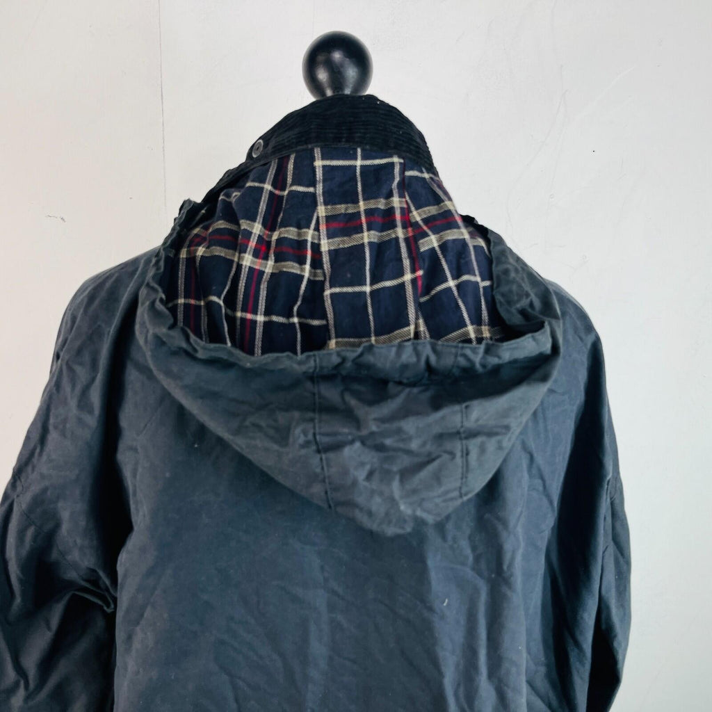 Mc Orvis Wax Jacket Mens size Large Black Waxed Coat Made in the UK