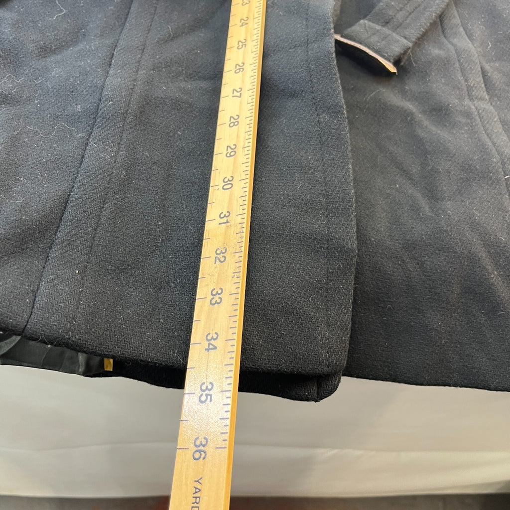 J. Crew Italian Wool Black Pea Coat Jacket Double Breasted + Belt Women’s UK 8