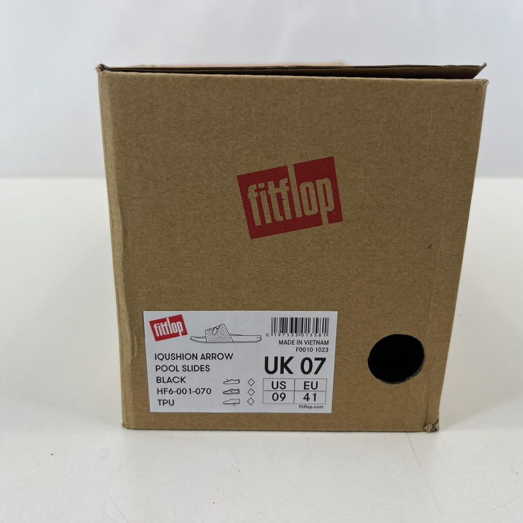FitFlop Iqushion Arrow Pool Slides in Black size UK 7 EU 41 - New Boxed