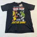 Marvel Iron Man vs Doctor Doom T-Shirt Black Graphic Comic Tee Cotton Top - M