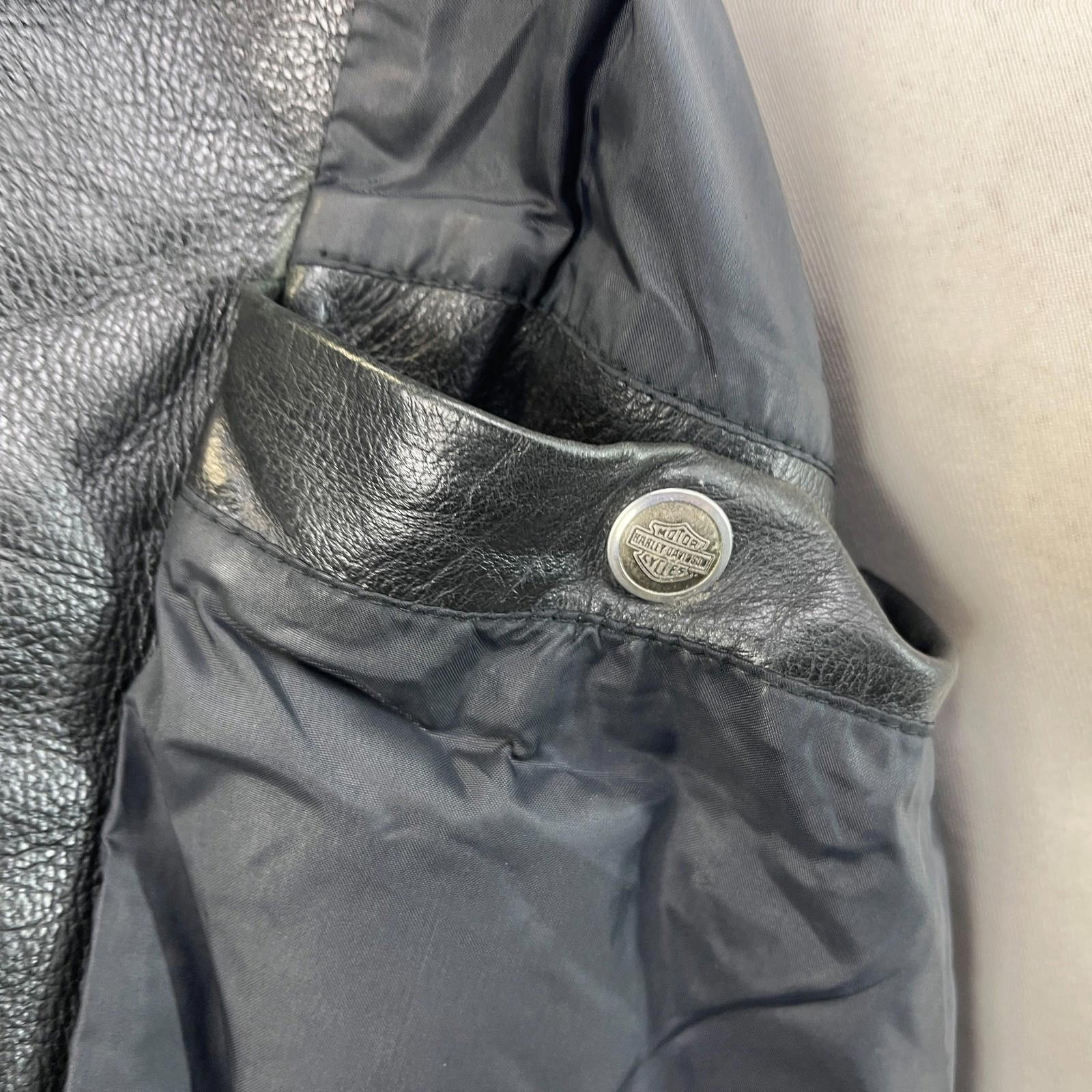Vintage Genuine Harley Davidson Black Leather Jacket Made in USA - US size L