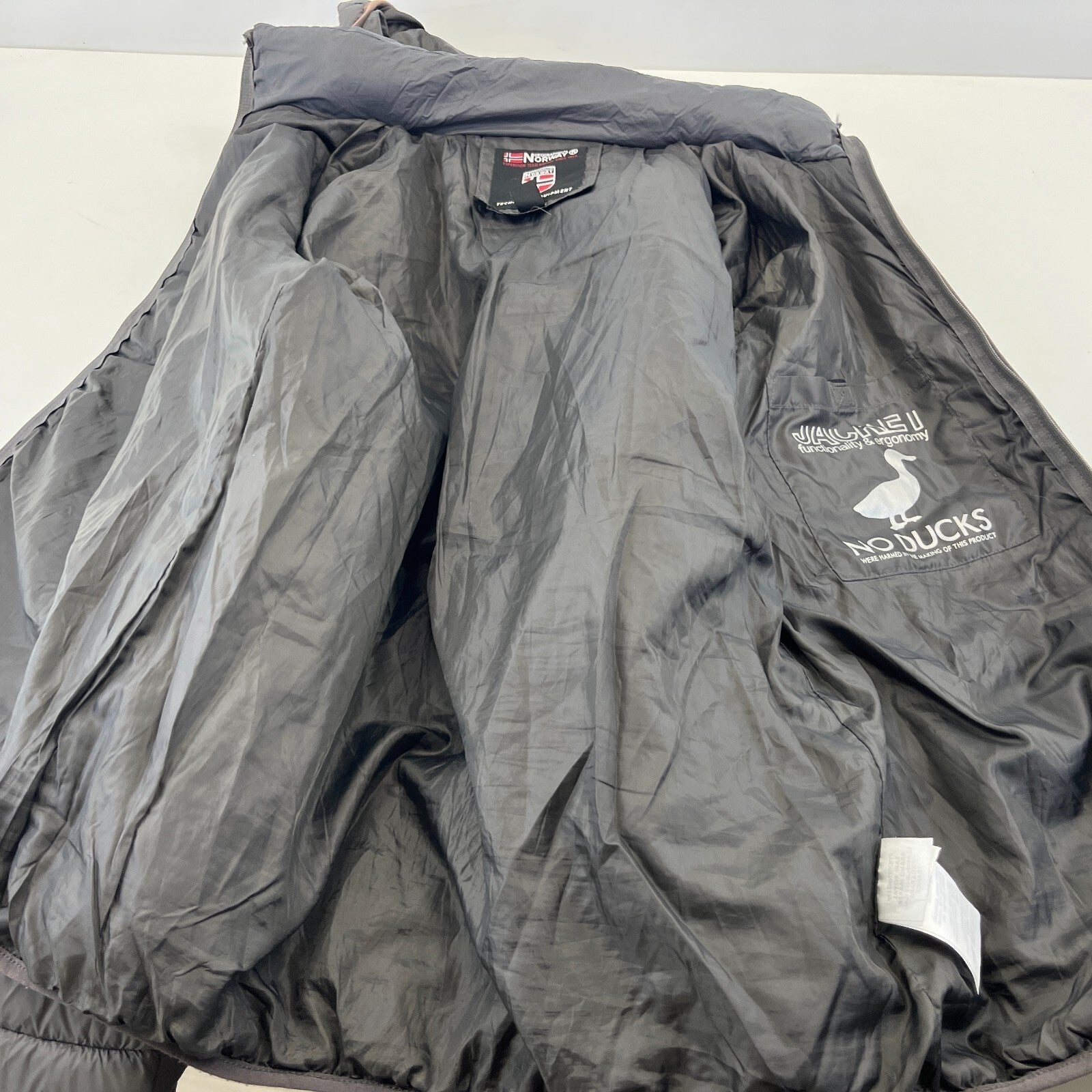 Geographical Norway Amigo Men’s Puffer Jacket XL Dark Grey Hooded Quilted Coat