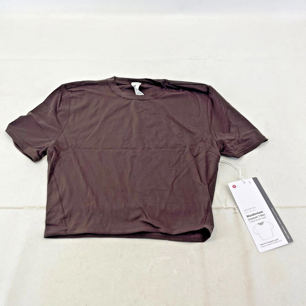 Lululemon Wundermost Nulu Cropped T-shirt Dark Brown size Small - New