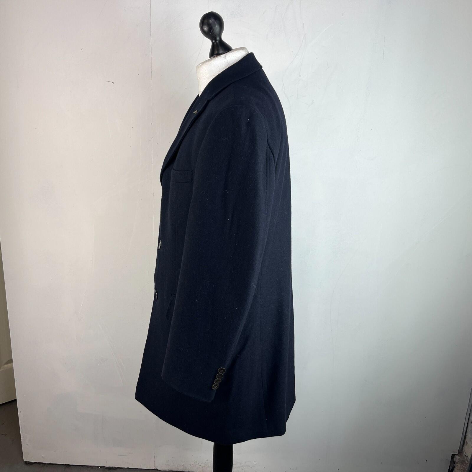 Harry Brown Men's Black Wool Blend Mid-Length Overcoat size XL Slim Fit