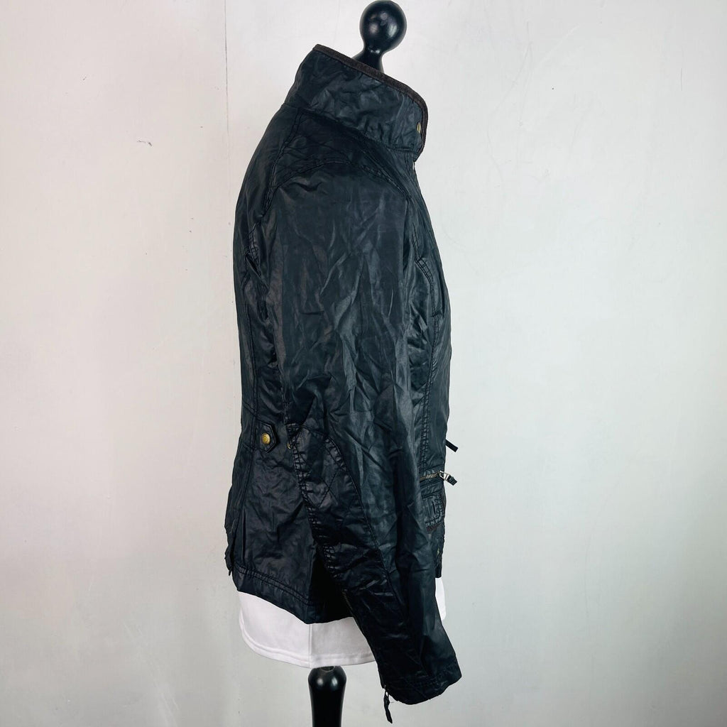 H&M Women's Wax Jacket in Black with Cord Collar size 12