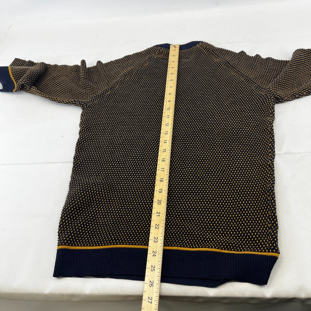 Ted Baker Men's Jumper in Blue/Yellow Cotton Blend Crew Neck Pullover size Small