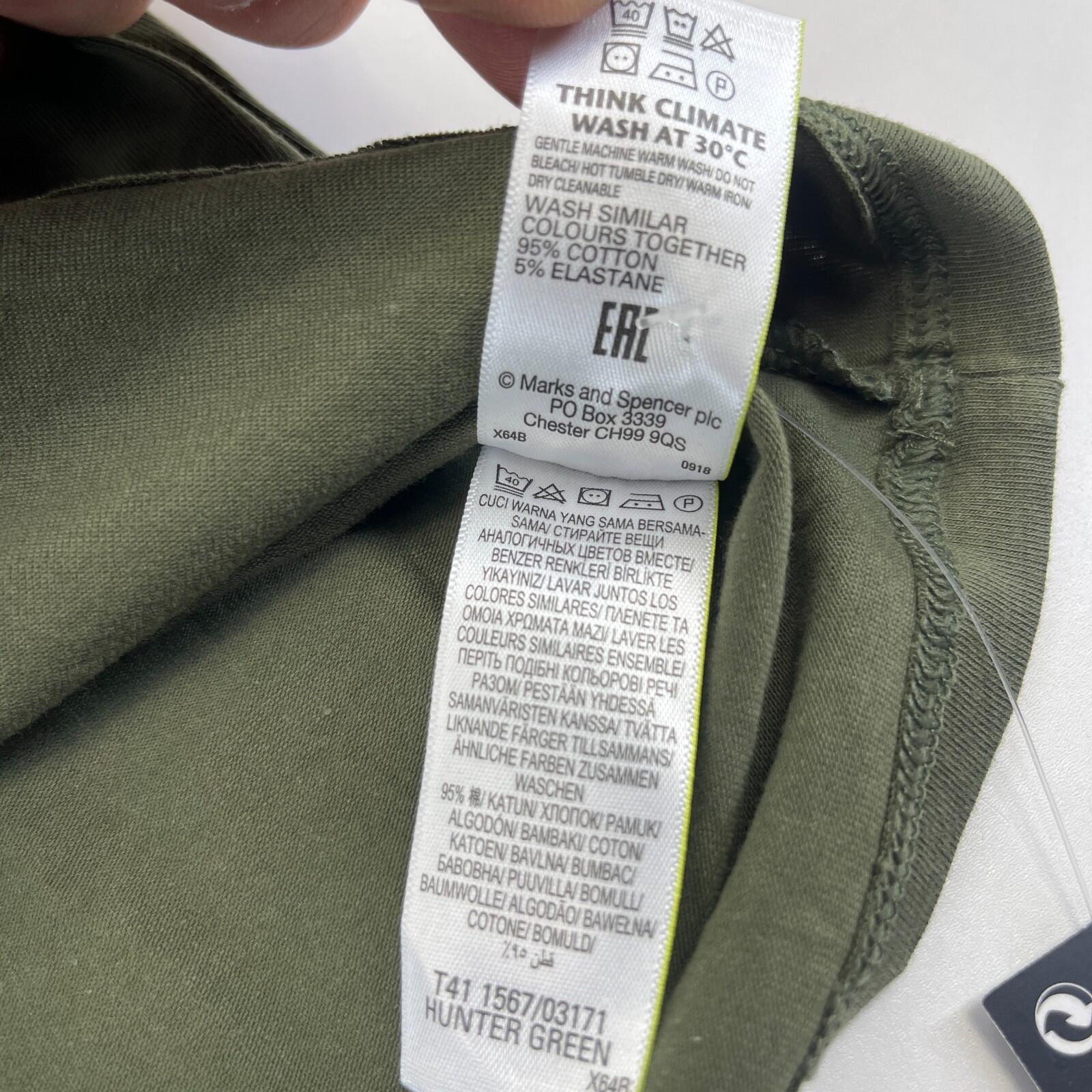 M&S Women's Stretch Roll Neck Top Olive Green Long Sleeve size 16 - New