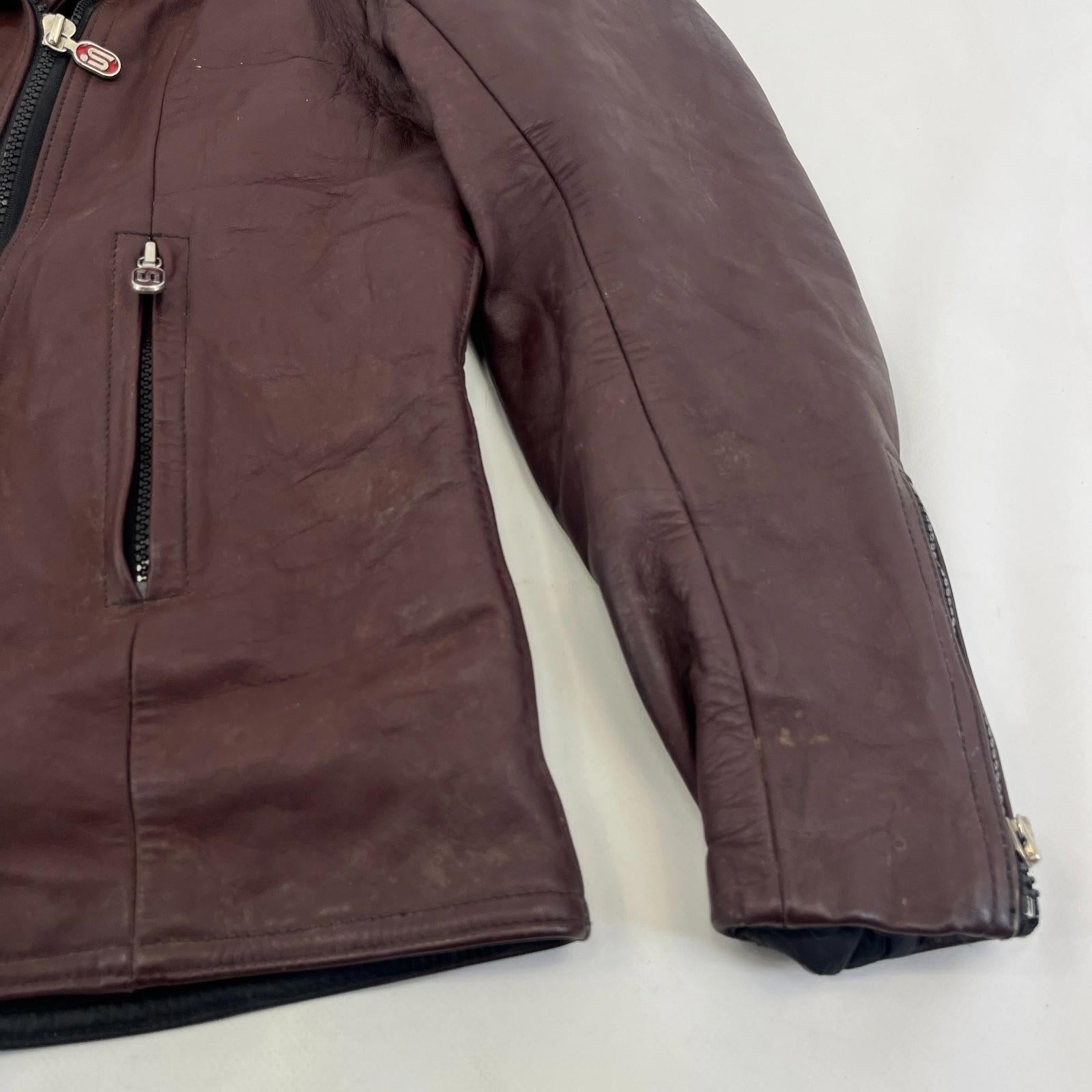 Segura Women's Vintage Leather Motorcycle Jacket in Oxblood Red size 8