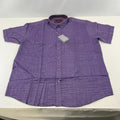 Cotton Valley Short Sleeve Shirt Purple Weave Button Down Collar UK size XL