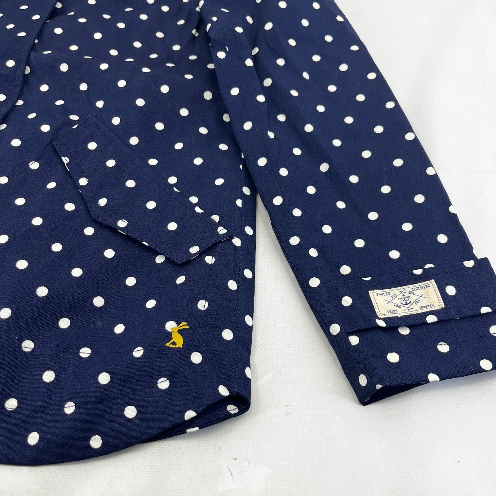 Joules Coast Polka Print Waterproof Jacket Breathable Blue Raincoat UK size 8